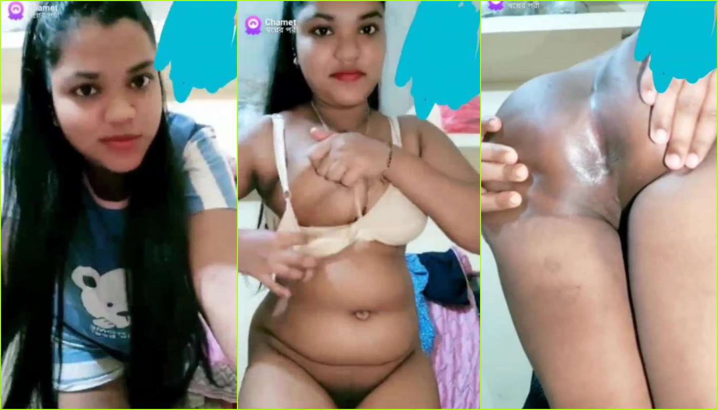 Shopner Pori, from Bangladesh, Showing Boobs, Pussy & Asshole and Masturbating with Dildo on Chamet Live ~ with FACE
