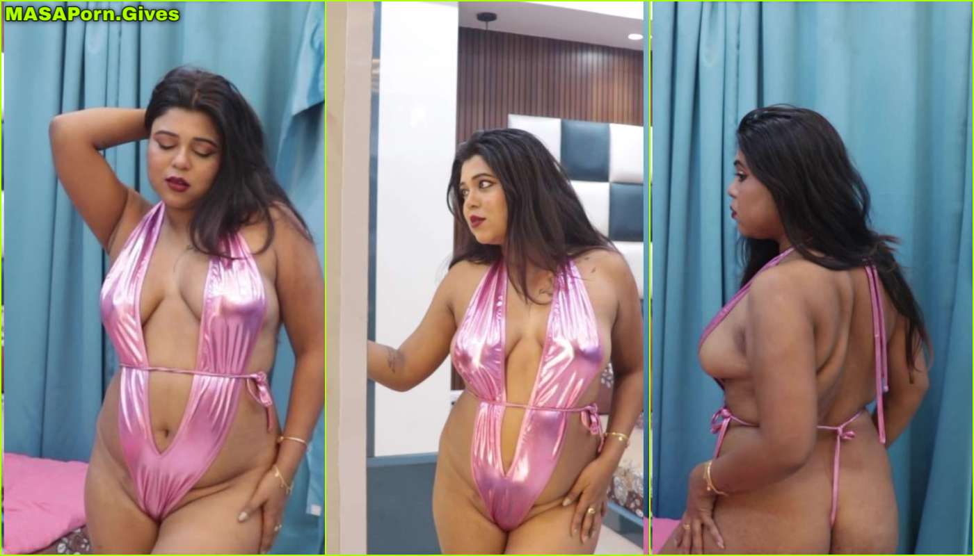 Sexy Jhilik Roy Teasing Ass in a Barely There String Monokini App Content