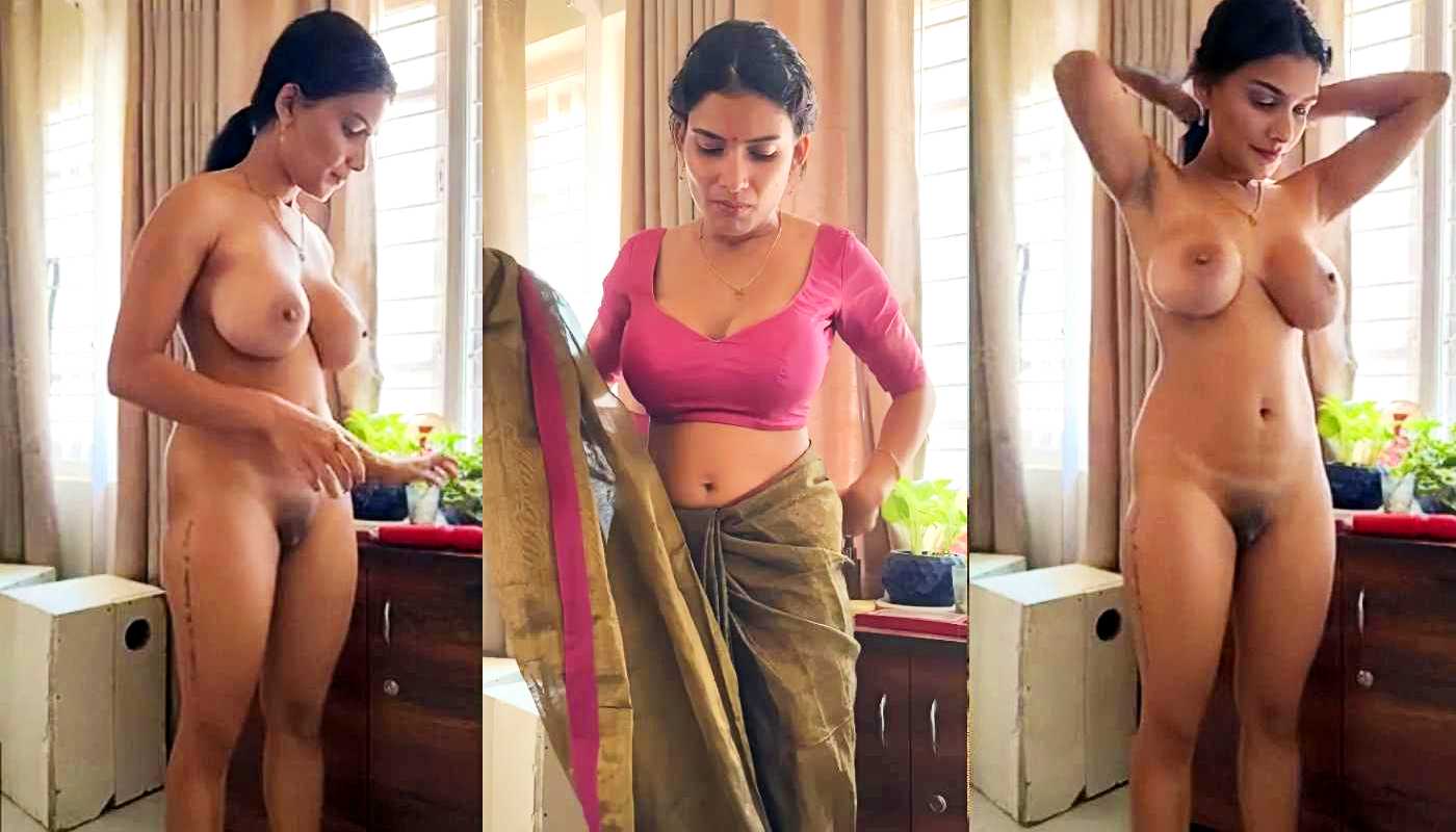 Mallu Milf Model Resmi Nair Stripping Out of Her Saree to Show Her Huge Boobs and Pussy