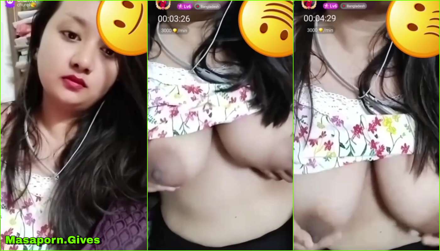 Chubby Bangla Babe Churel Boobs Out on Chamet Live