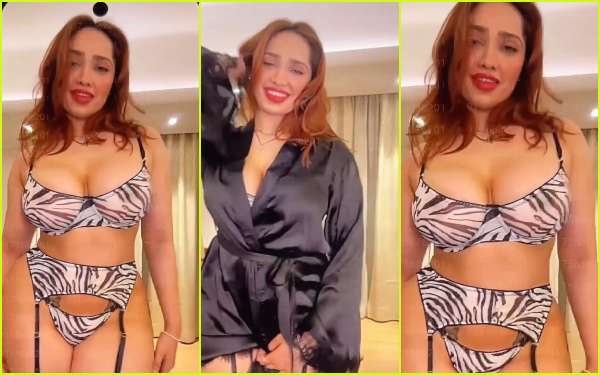 Aditi Mistry Nude Nipples in Zebra Bikini Live Indianporngirl